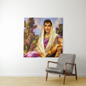 メキシコの美しいカレンダークリームショール付き女の子 タペストリー (インサイチュ)