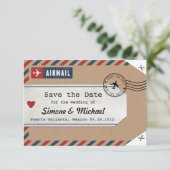 メキシコの航空郵便の荷物のラベルの保存地図が付いている日付 セーブザデート (スタンド正面)