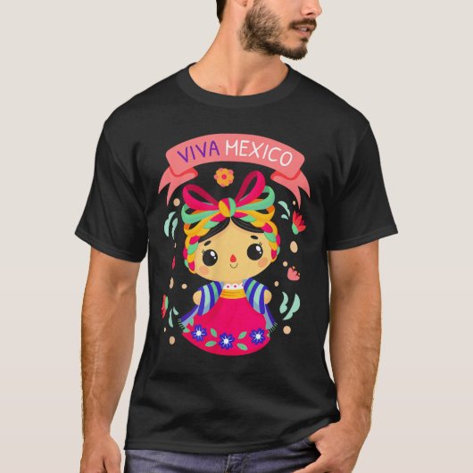 メキシコの花のキッズガールズTシャツ Tシャツ (正面)