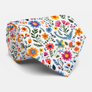 メキシコの花のパタカラフルーン ネクタイ