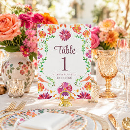 メキシコの花のフィエスタの結婚式テーブル番号 白