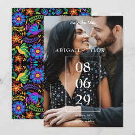 メキシコの花の写真で保存する結婚式の日付 招待状