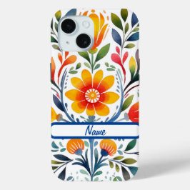 メキシコの花デザインタフケースメイト iPhone 15ケース