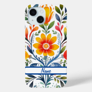 メキシコの花デザイン懸命 iPhone 15ケース