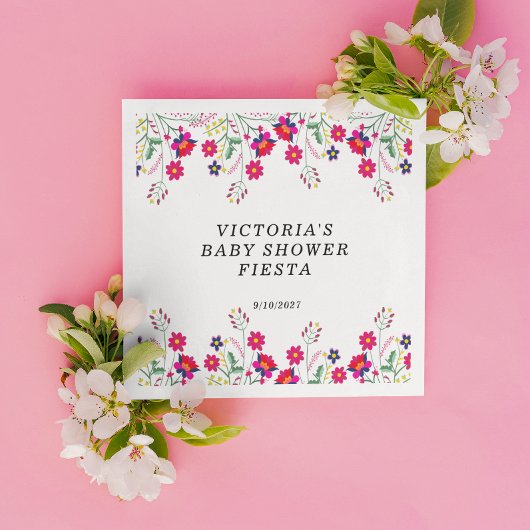 メキシコの花ベビーシャワーフェスタ スタンダードカクテルナプキン