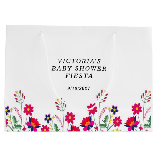メキシコの花ベビーシャワーフェスタ ラージペーパーバッグ (裏面)
