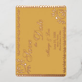 メキシコの花模様プレス日付の保存 箔招待状 (正面)