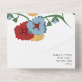 メキシコの花 赤と青の植物 ウェディングボタニカル オールインワン招待状 (裏面)