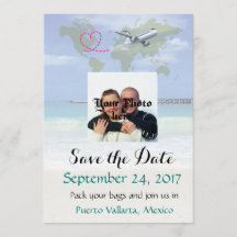 メキシコの行先の結婚式の保存日付カード