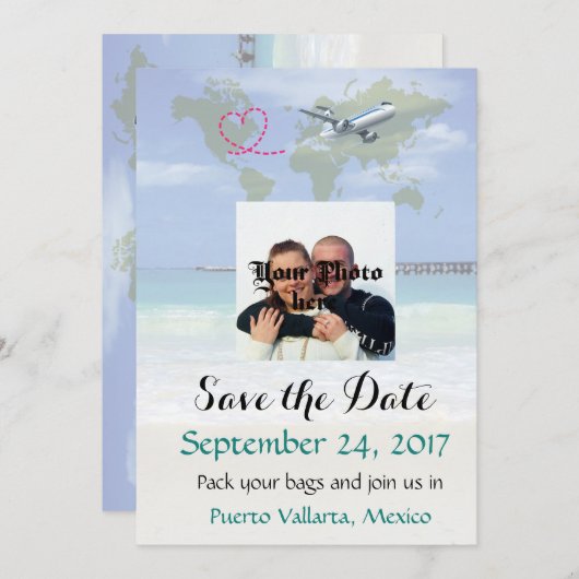 メキシコの行先の結婚式の保存日付カード セーブザデート (正面/裏面)