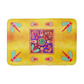 メキシコの装飾フイコール黄金と紫のアートパターン バスマット (正面)