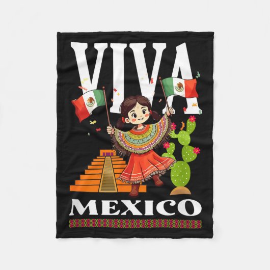 メキシコの誇り フラグ メキシコのルーツ ヘリテージ メキシコ フリースブランケット (正面)