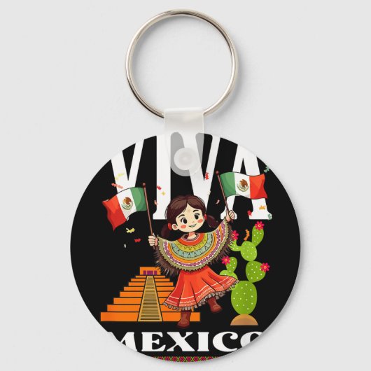 メキシコの誇り フラグ メキシコのルーツ 遺産 メキシコ キーホルダー (正面)