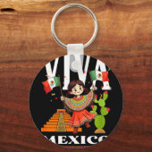 メキシコの誇り フラグ メキシコのルーツ 遺産 メキシコ キーホルダー (正面)