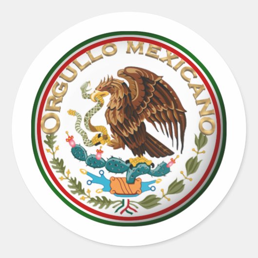 メキシコの誇り (メキシコ国旗の鷲) ラウンドシール (正面)