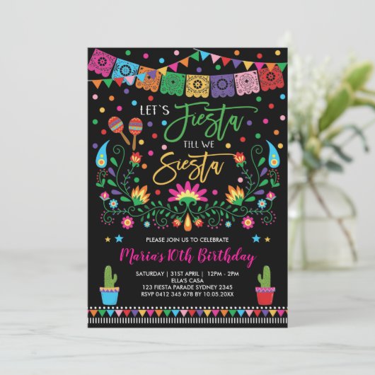 メキシコの誕生日パーティーシエスタまでフィエスタにしよう 招待状 (スタンド正面)