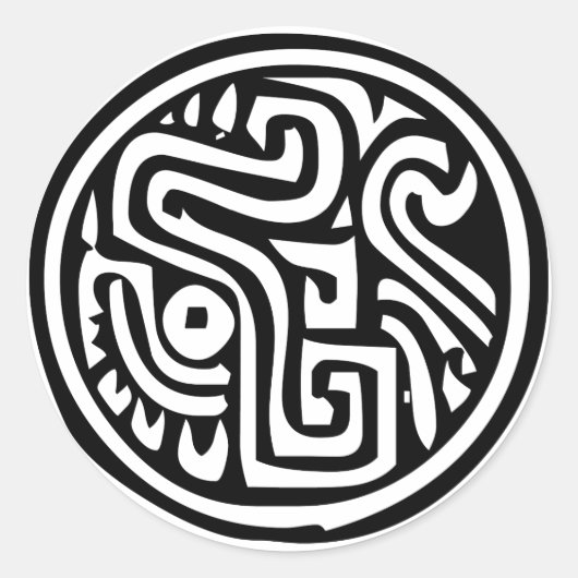 メキシコの象形文字(Maya) ラウンドシール (正面)