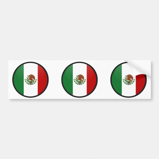 メキシコの質の旗の円 バンパーステッカー (正面)