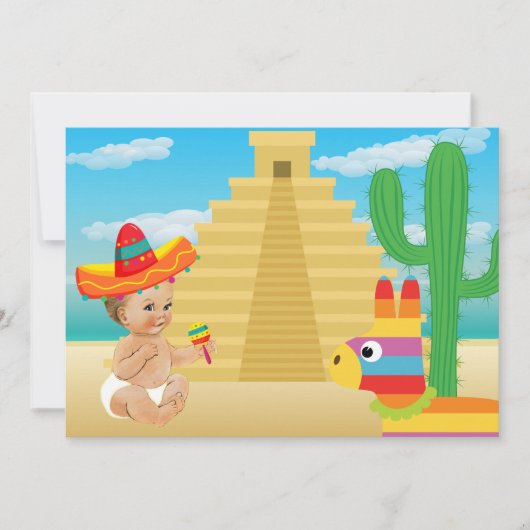 メキシコの赤ちゃんシャワー招待状とヴィンテージベビー 招待状 (正面)