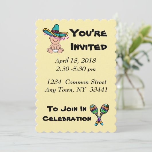 メキシコの赤ちゃんシャワー招待状へ 招待状 (スタンド正面)