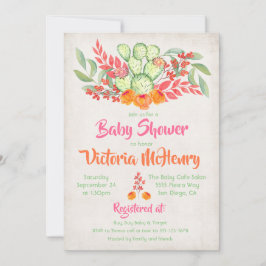 メキシコの赤ちゃんシャワー水の色サボテン招待状 招待状