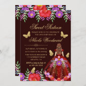 メキシコの赤毛女性フローラドレス甘い16 招待状 (正面/裏面)