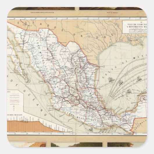 メキシコの通信と輸送 スクエアシール (正面)