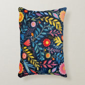 メキシコの部族の青いタペストリーフローラアクセント枕。 アクセントクッション (正面(垂直))