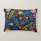 メキシコの部族の青いタペストリーフローラアクセント枕。 アクセントクッション (裏面)