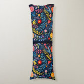 メキシコの部族の青いタペストリーフローラ体枕。 ボディピロー (正面縦)