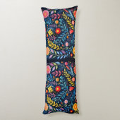 メキシコの部族の青いタペストリーフローラ体枕。 ボディピロー (裏面 (縦))