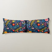 メキシコの部族の青いタペストリーフローラ体枕。 ボディピロー (正面)