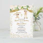 メキシコの金ゴールドシャルロ・ボーイズ洗礼と誕生日 招待状 (スタンド正面)