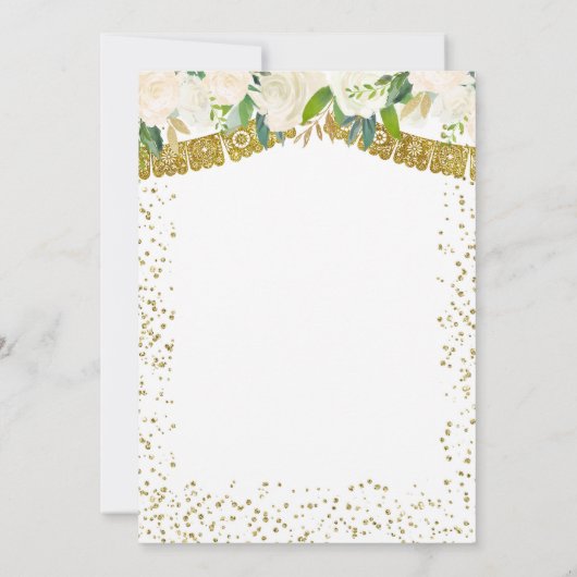 メキシコの金ゴールドシャルロ・ボーイズ洗礼と誕生日 招待状 (裏面)