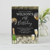 メキシコの金ゴールドマネーパーティー21歳の誕生日招待状 招待状 (スタンド正面)