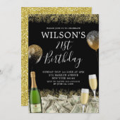 メキシコの金ゴールドマネーパーティー21歳の誕生日招待状 招待状 (正面/裏面)