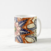 メキシコの陶芸用タラベラ南西茶色青 コーヒーマグカップ (正面右)