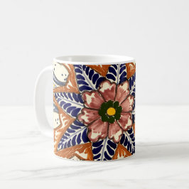 メキシコの陶芸用タラベラ南西茶色青 コーヒーマグカップ