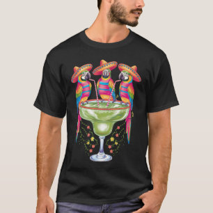 メキシコの陽気なパーティー、シンコ・デ・マヨでお酒を楽しむオウム Tシャツ