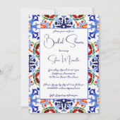 メキシコの青いカラフルタイルブライダルシャワーテンプレート 招待状 (正面)