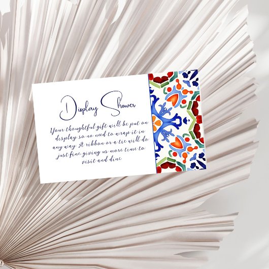 メキシコの青いカラフルタイル表示ブライダルシャワー エンクロージャーカード