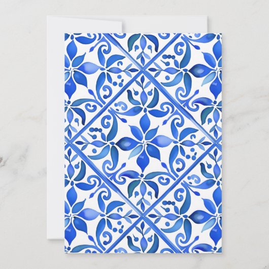 メキシコの青いタラベラのタイル結婚ヴィンテージ セーブザデート (裏面)