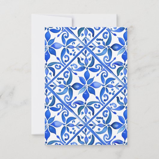 メキシコの青いタラベラのタイル結婚ヴィンテージ 出欠カード (裏面)
