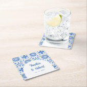 メキシコの青いタラベラ結婚タイル スクエアペーパーコースター (インサイチュ)