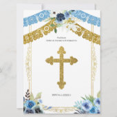 メキシコの青と金ゴールドの洗礼と誕生日  招待状 (裏面)