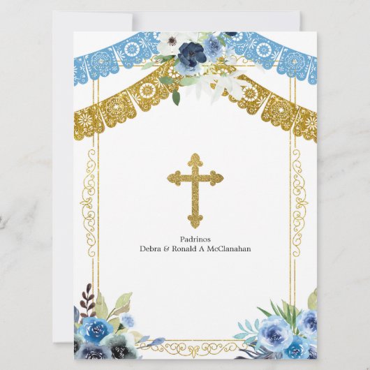 メキシコの青と金ゴールドチャロ・バプテスマと3番目のinv 招待状 (裏面)