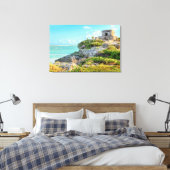 メキシコの風の神トゥルム遺跡のビュー キャンバスプリント (インサイチュ (寝室))