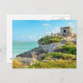 メキシコの風の神トゥルム遺跡のビュー ポストカード (正面/裏面)