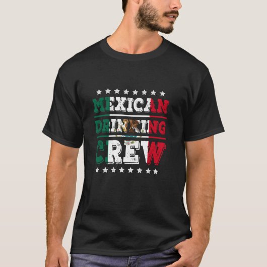 メキシコの飲むクルーおもしろいメキシコ国旗P Tシャツ (正面)