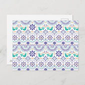 メキシコの鳥のタイルフォークの絵柄 シーズンポストカード (正面/裏面)